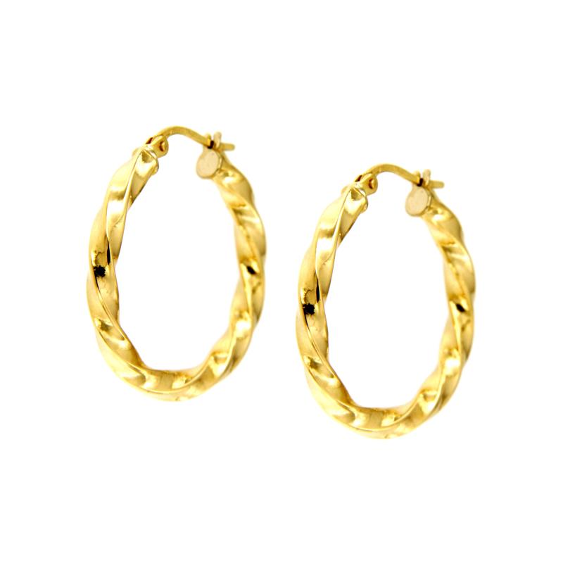 COPPIA ORECCHINI ORO GIALLO 750/1000 CERCHI RITORTI - 
