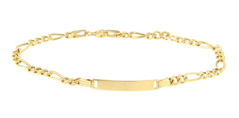 BRACCIALE ORO GIALLO 750/1000 MAGLIA 3+1 CON TARGHETTA - CM. 16 - 