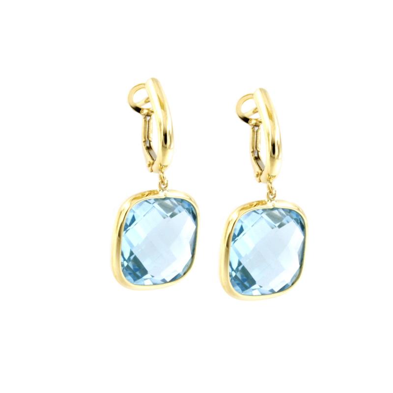 COPPIA ORECCHINI ORO GIALLO 750/1000 PENDENTI CON TOPAZIO BRIOL&Egrave; - 