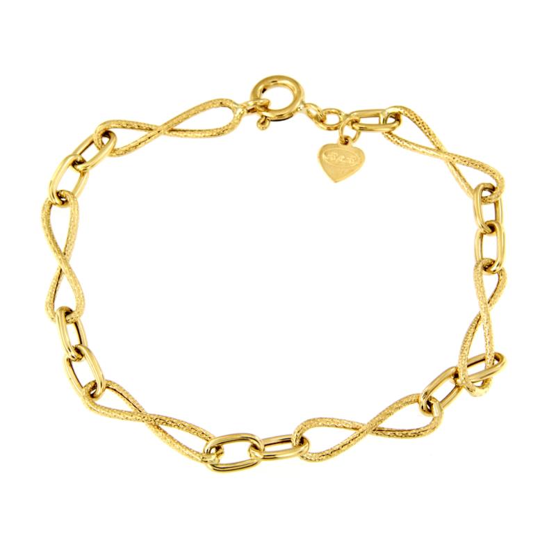 BRACCIALE ORO GIALLO 750/1000 MAGLIA FANTASIA SEMI-ZIGRINATA - CM 19.5 - 