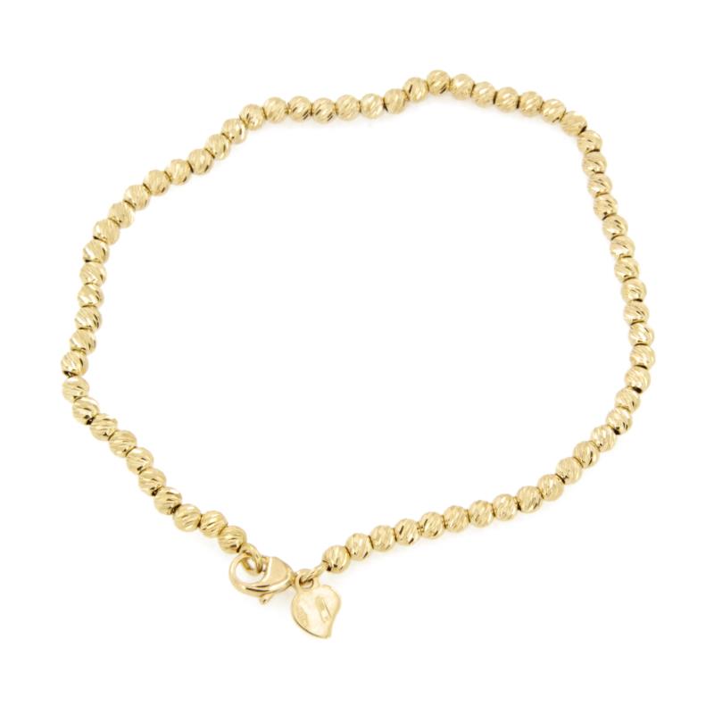 BRACCIALE ORO GIALLO 750/1000 MAGLIA A SFERE ZIGRINATE - CM. 19.5 - 