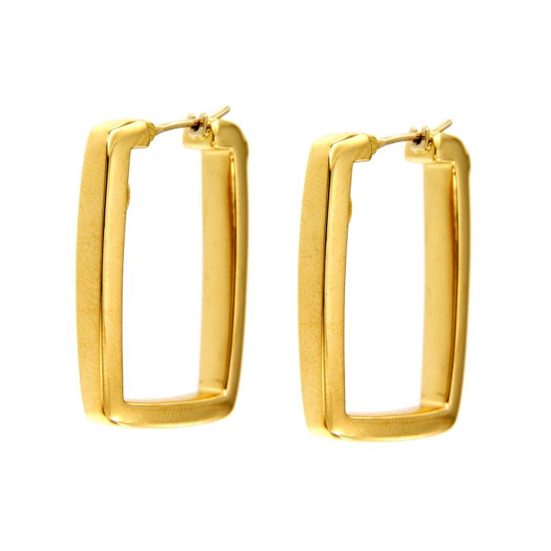 PITTI & SISI - COPPIA ORECCHINI - ORO GIALLO 750/1000 - CERCHI RETTANGOLARI - 