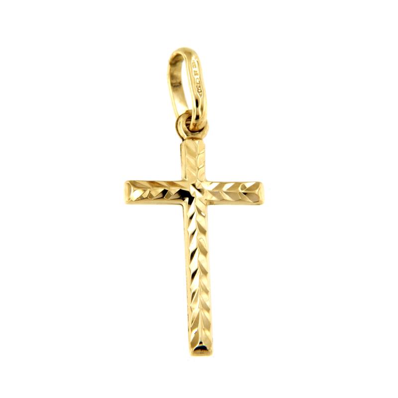 CIONDOLO ORO GIALLO 750/1000 CROCE SEMI-MARTELLATA - 