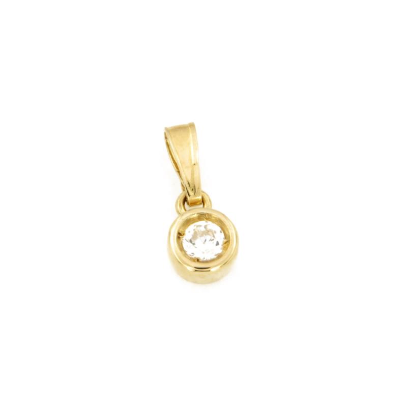 CIONDOLO ORO GIALLO 750/1000 TIPO PUNTO LUCE A CIPOLLINO CON ZIRCONIA - 