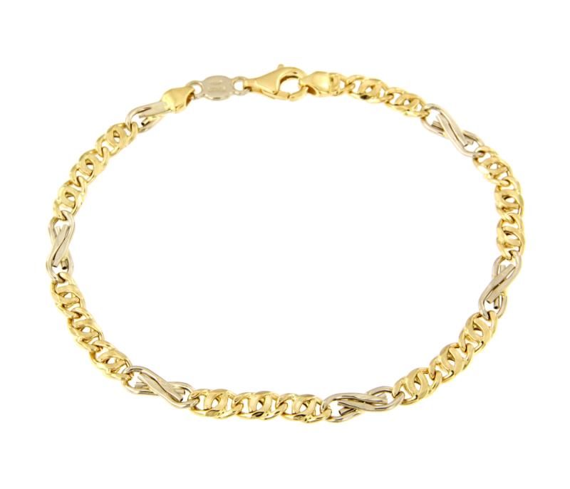 BRACCIALE DUE ORI 750/1000 MAGLIA 3+1 - CM 20.5 - 