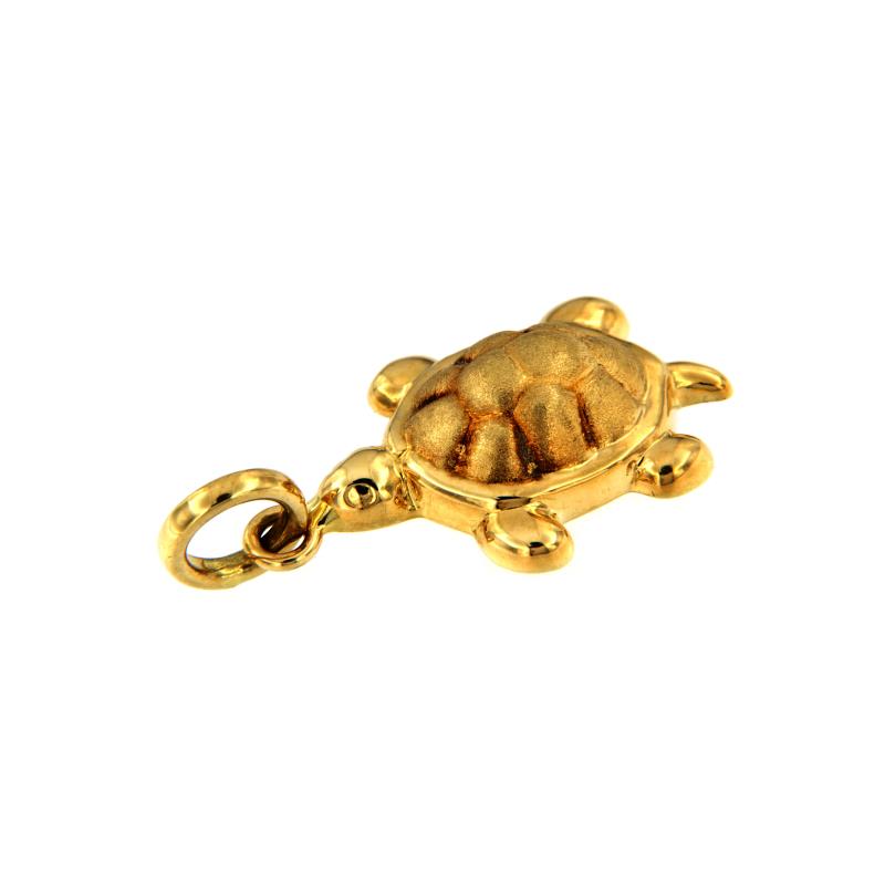 CIONDOLO ORO GIALLO 750/1000 TARTARUGA SEMI-SATINATA - 