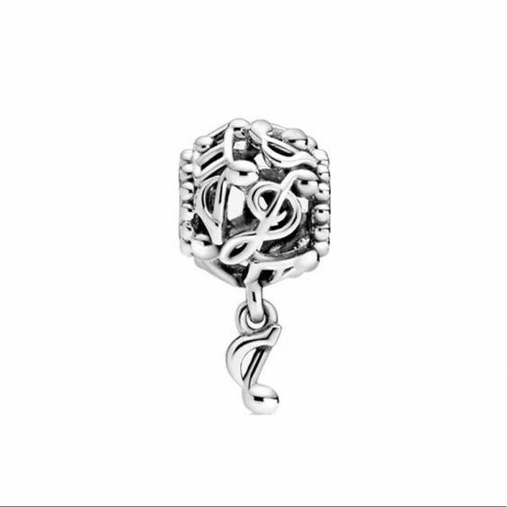 PANDORA - CHARM - ARGENTO 925/1000 -  MOD. OPENWORK NOTE MUSICALI  - PANDORA