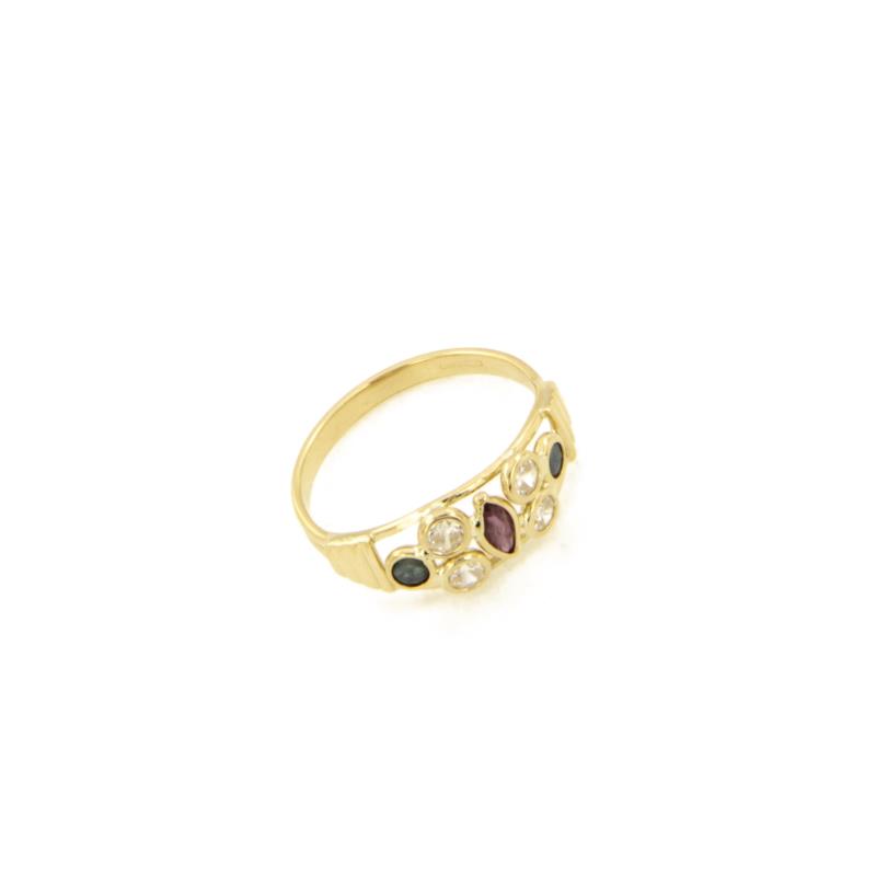 ANELLO ORO GIALLO 750/1000 CON ZIRCONI COLORATI - MIS. 19 - 
