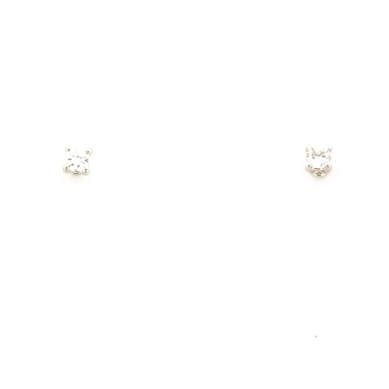 COPPIA ORECCHINI ORO BIANCO 750/1000 PUNTI LUCE A GRIFFE CON DIAMANTI TAGLIO BRILLANTE CT 0.10 TOTALI G - SI2 - 