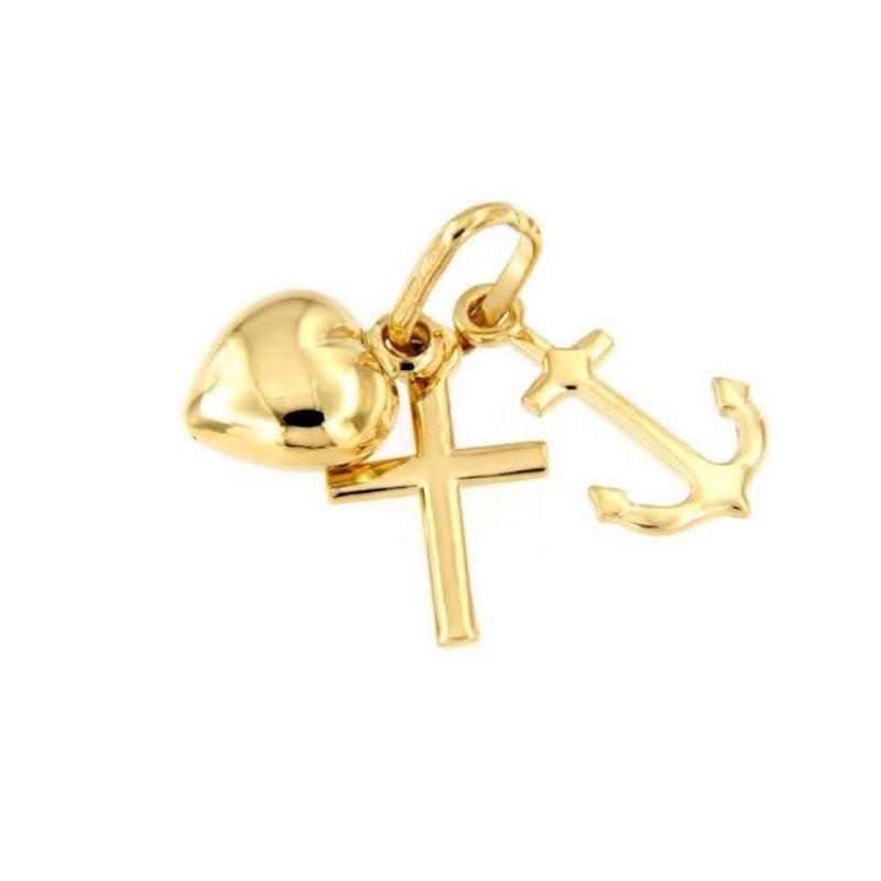 CIONDOLO ORO GIALLO 750/1000 "FEDE SPERANZA CARIT&Agrave;" - 