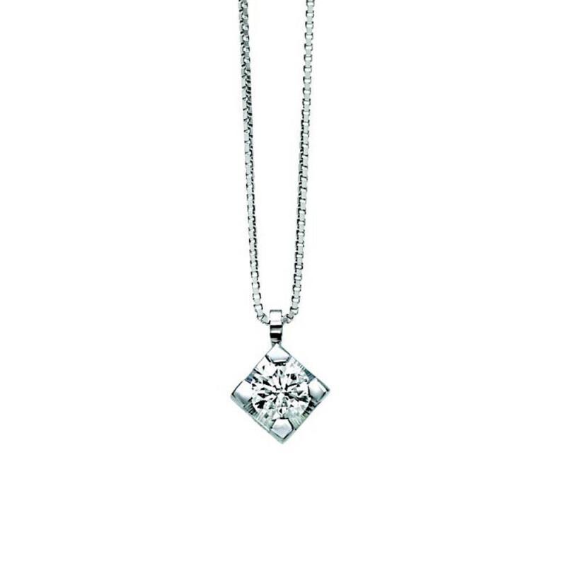 RECARLO - COLLANA - DUE ORI 750/1000 - PUNTO LUCE A GRIFFE CON DIAMANTE TAGLIO BRILLANTE CT 0.18 G - VVS - RECARLO