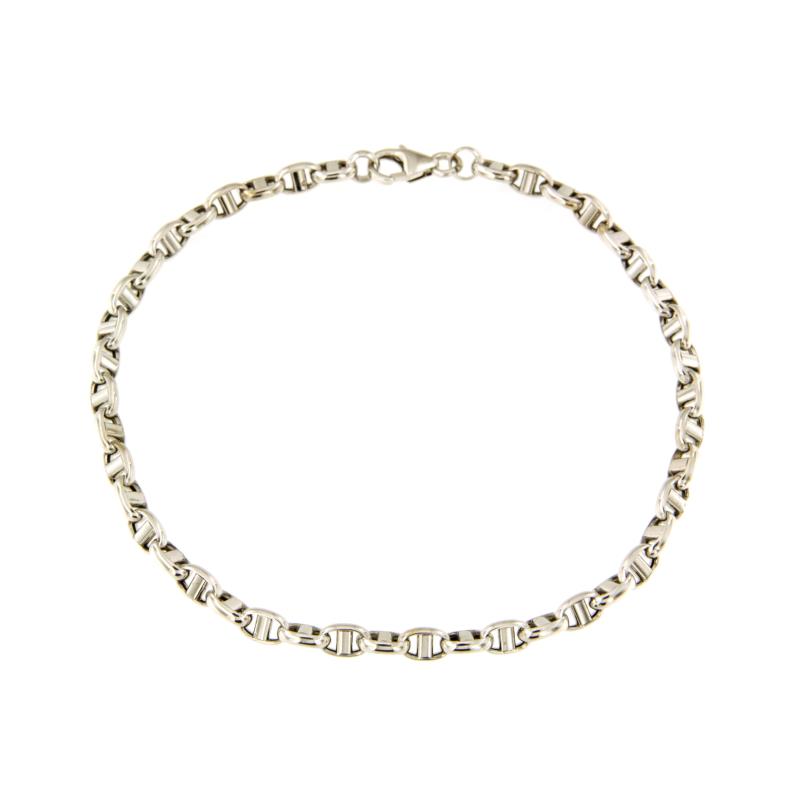 BRACCIALE ORO BIANCO 750/1000 MAGLIA TIPO FORZATINA CON TRAVERSINO - CM. 19.5 - 