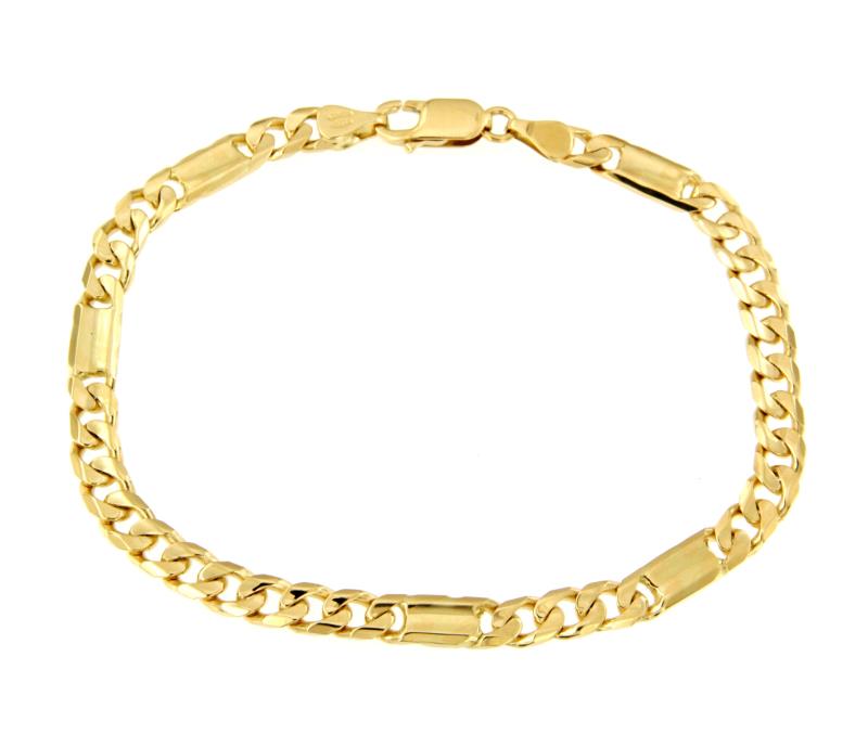 BRACCIALE ORO GIALLO 750/1000 MAGLIA GRUMETTA CON PLACCHETTE - CM 22 - 