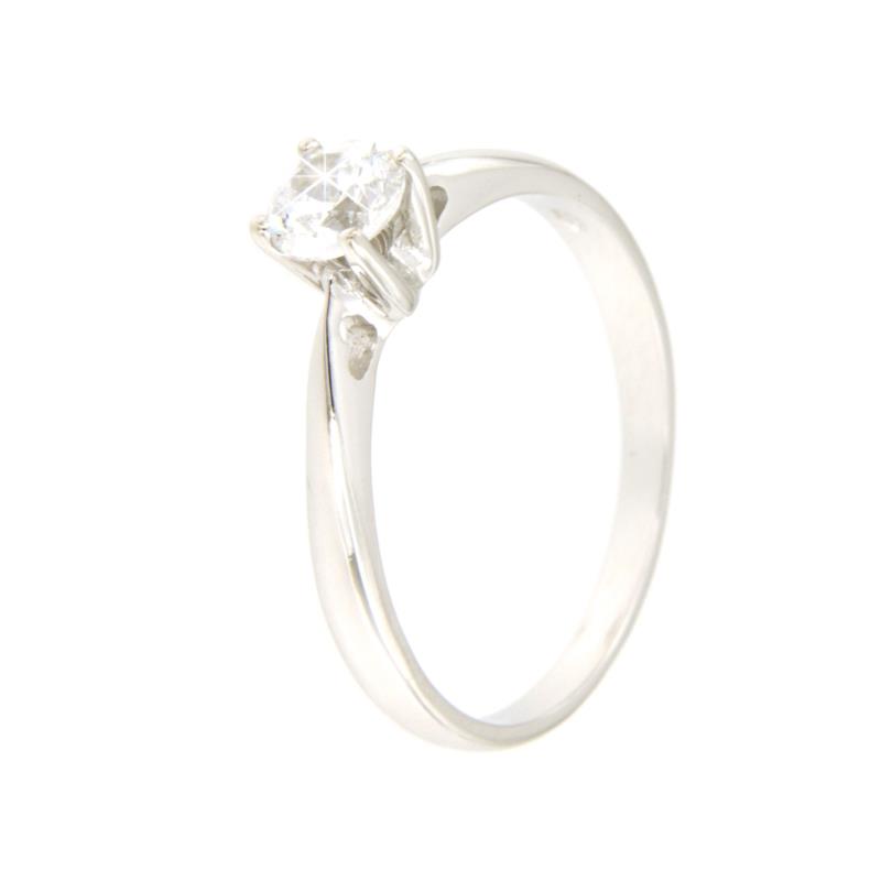 ANELLO ORO BIANCO 750/1000 TIPO SOLITARIO CON ZIRCONE - MIS. 16 - 