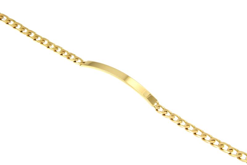 BRACCIALE ORO GIALLO 750/1000 MAGLIA GRUMETTA CON TARGHETTA - CM. 19 - 