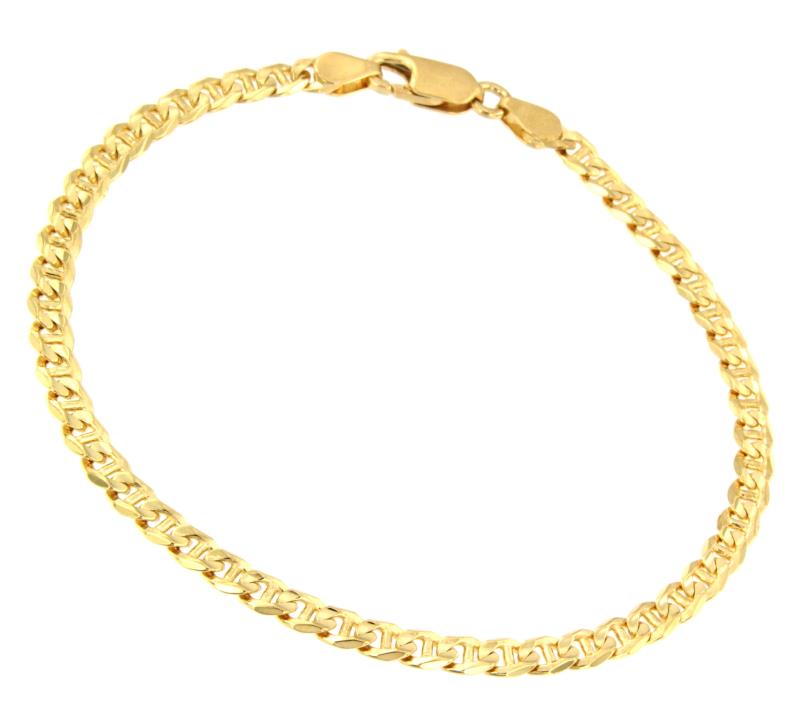 BRACCIALE ORO GIALLO 750/1000 MAGLIA GRUMETTA CON TRAVERSINO MIS.19.5 - 