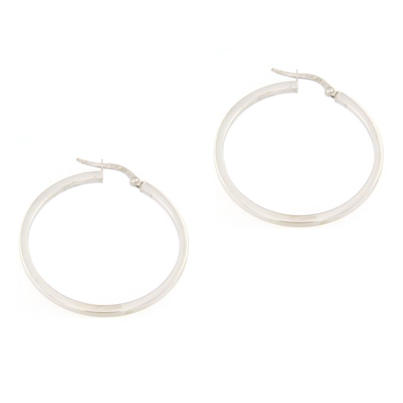 COPPIA ORECCHINI ORO BIANCO 750/1000 CERCHI - 