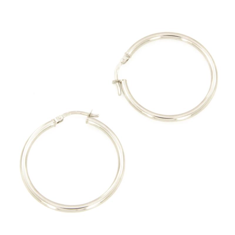COPPIA ORECCHINI ORO BIANCO 750/1000 CERCHI  - 