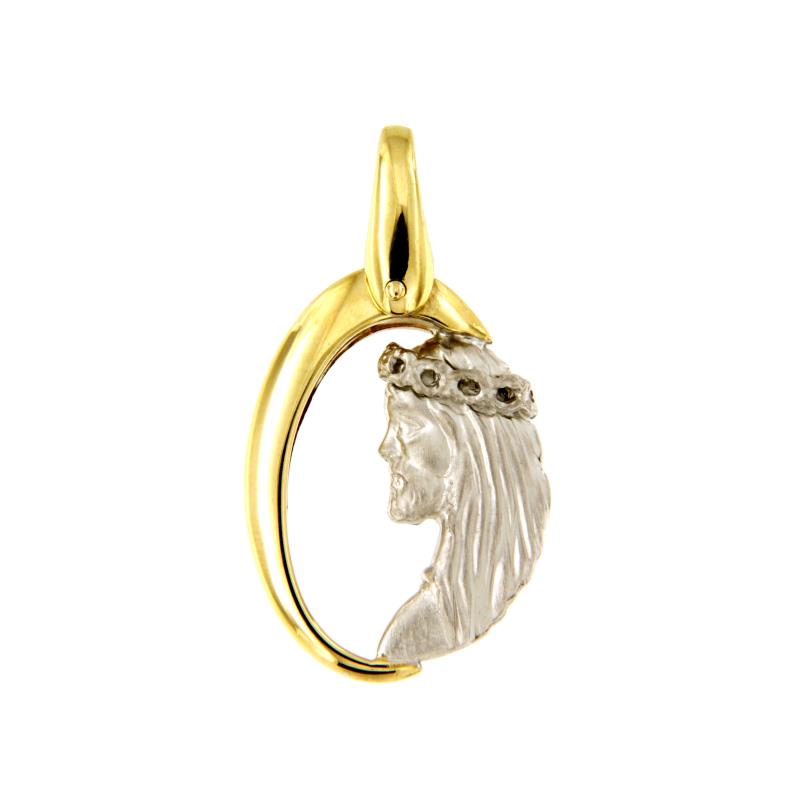 MEDAGLIA DUE ORI 750/1000 SEMI-SATINATA CON CRISTO - 