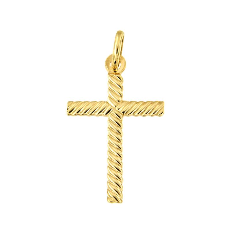 CIONDOLO ORO GIALLO 750/1000 CROCE LAVORATA - 