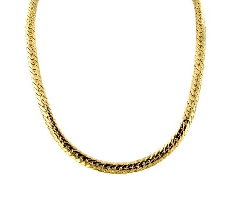 GIROCOLLO ORO GIALLO 750/1000 MAGLIA GRUMETTA PIATTA - CM 45 - 