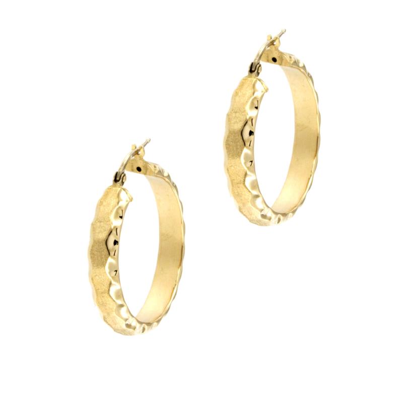 COPPIA ORECCHINI ORO GIALLO 750/1000 CERCHI SEMI-SATINATI DIAMETRO  2.5 CM - 