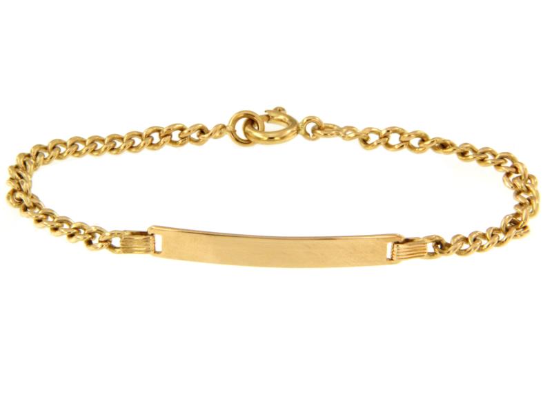 BRACCIALE ORO GIALLO 750/1000 MAGLIA GRUMETTA  CON TARGHETTA - CM. 12 - 