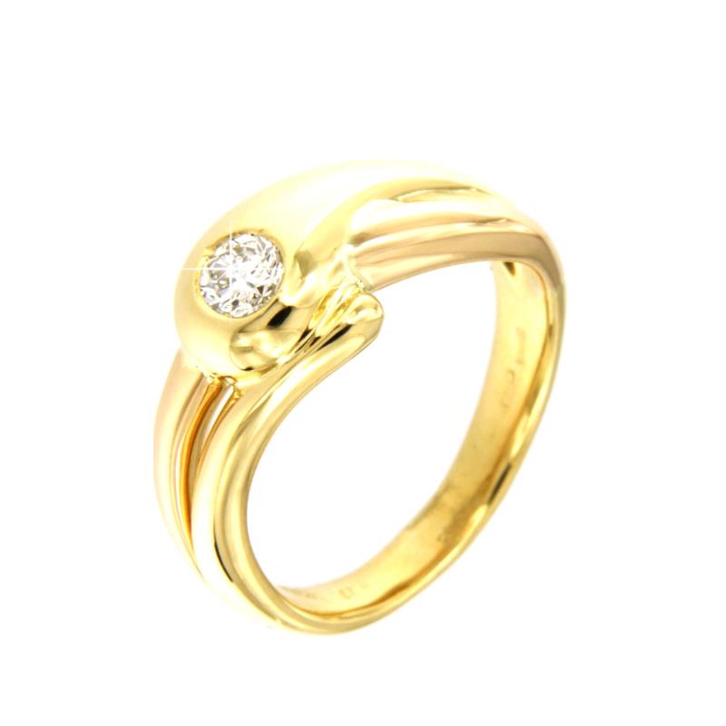 SOLITARIO DUE ORI 750/1000 CON DIAMANTE TAGLIO BRILLANTE CT 0.27 G - VS - MIS. 14 - 