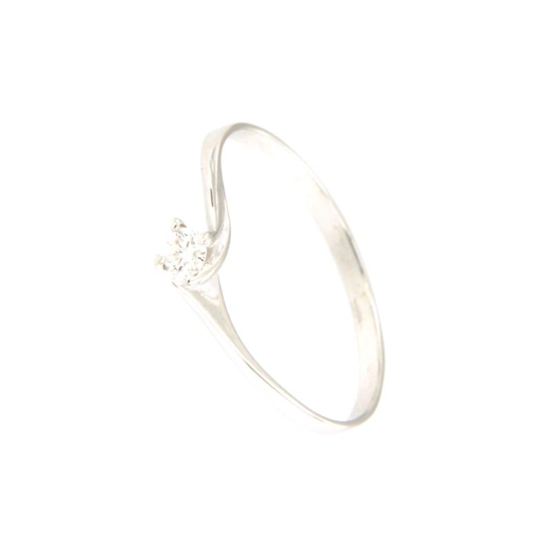 SOLITARIO ORO BIANCO 750/1000 CON DIAMANTE TAGLIO BRILLANTE 0.08 G - SI1  - MIS. 14.5 - 