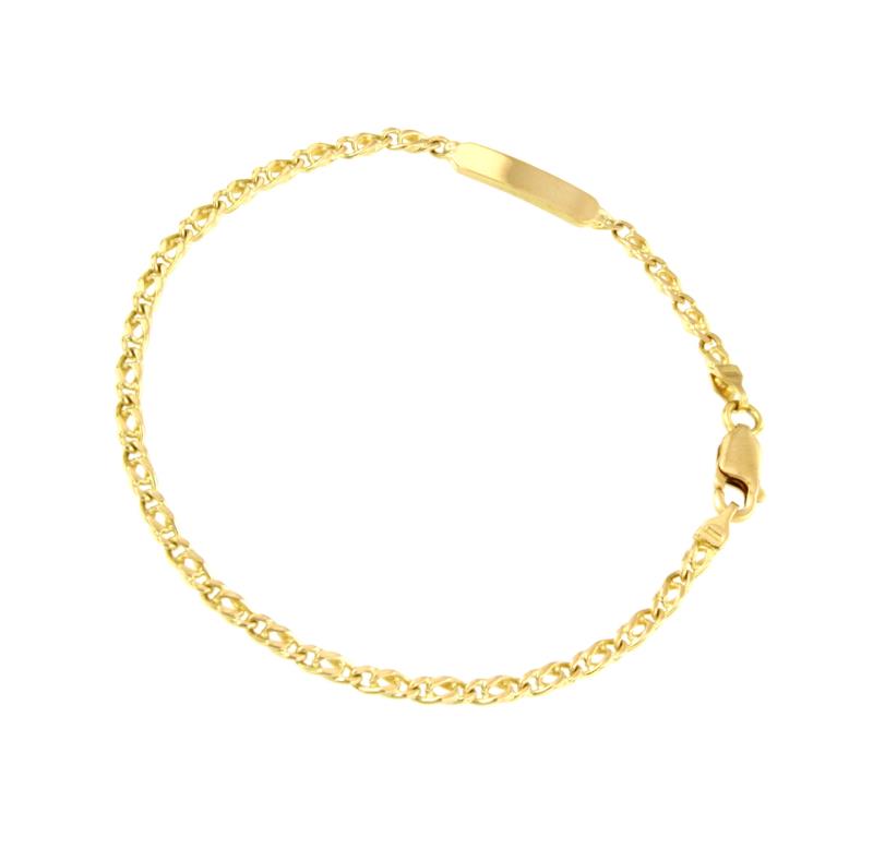 BRACCIALE ORO GIALLO 750/1000 MAGLIA GRUMETTA DOPPIA E TARGHETTA - CM. 20 - 