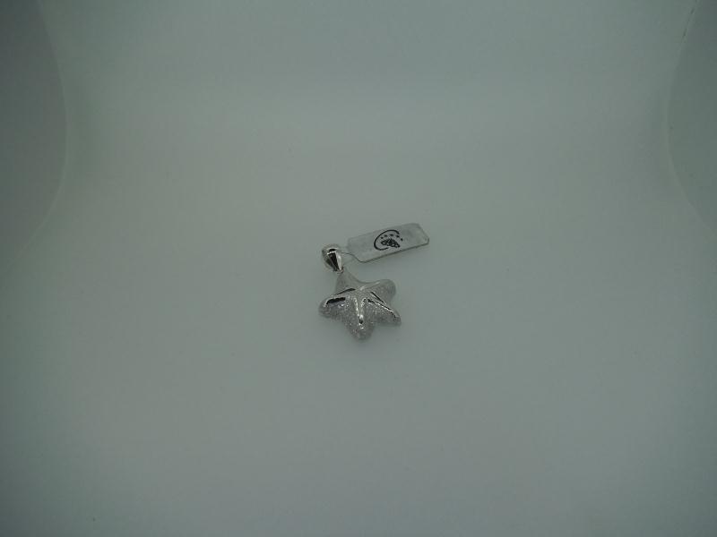 CIONDOLO ORO BIANCO 750/1000 STELLA SEMIDIAMANTATA - 