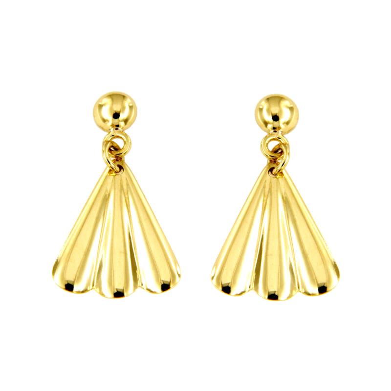 COPPIA ORECCHINI ORO GIALLO 750/1000 VENTAGLI PENDENTI - 