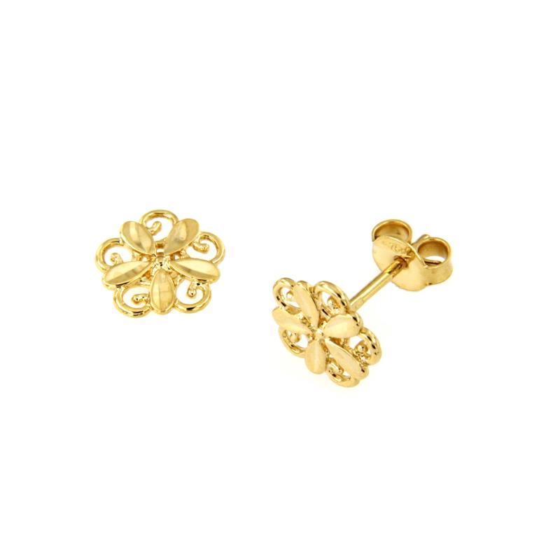 COPPIA ORECCHINI ORO GIALLO 750/1000 FIORI DI FILIGRANA - 