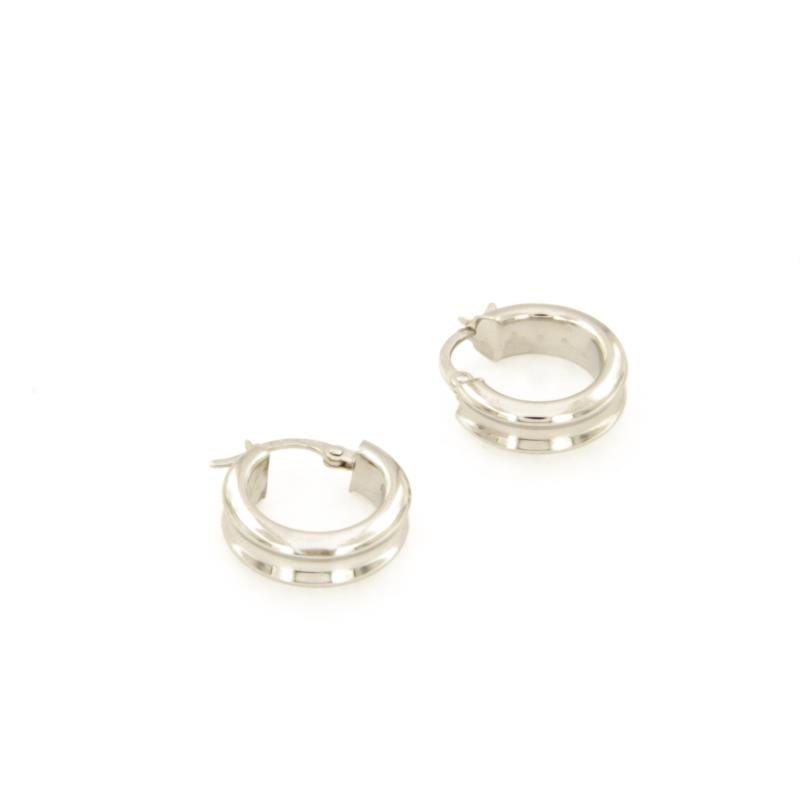 COPPIA ORECCHINI ORO BIANCO 750/1000 CERCHIETTI - 