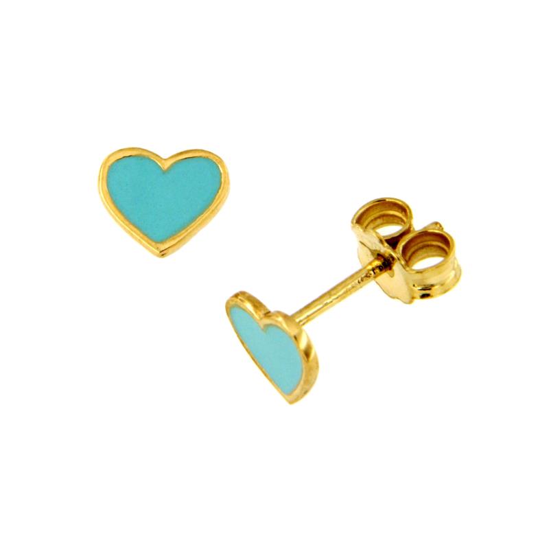 COPPIA ORECCHINI ORO GIALLO 750/1000 CUORICINI SMALTATI - 