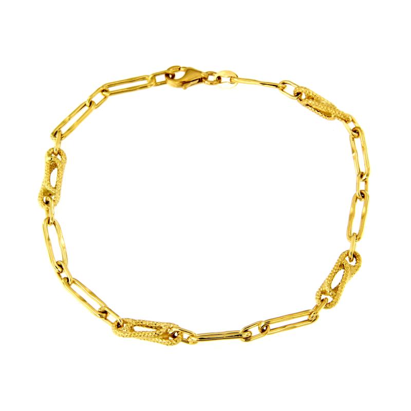 BRACCIALE ORO GIALLO 750/1000 MAGLIA 1+1 SEMI-ZIGRINATA - CM 19.5 - 