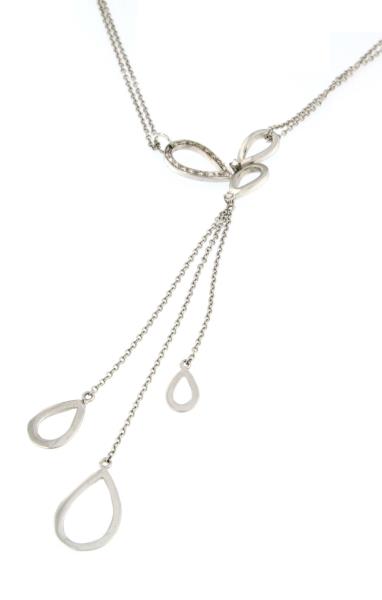 RECARLO - COLLANA - ORO BIANCO 750/1000 - CON DIAMANTI TAGLIO BRILLANTE CT 0.12 TOT. G - VS - CM 43 - RECARLO