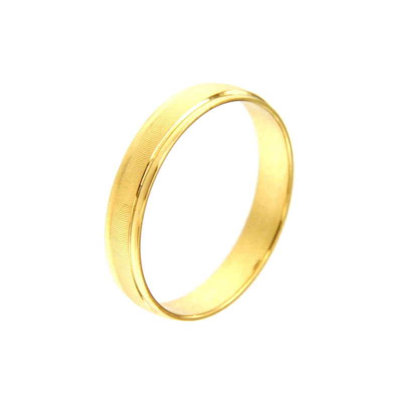 ANELLO ORO GIALLO 750/1000 FEDINA ZIGRINATA - MIS. 18 (NO MESSA A MISURA) - 