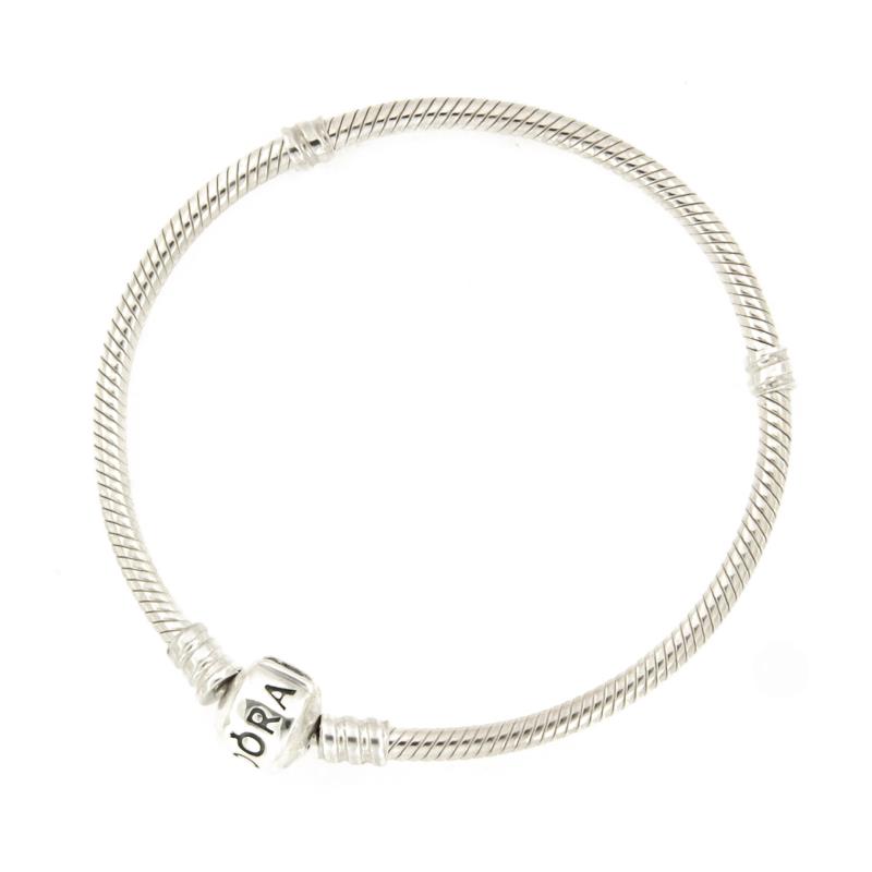 PANDORA - BRACCIALE - ARGENTO 925/1000 - MOD. MOMENTS  MAGLIA SNAKE CON CHIUSURA BARILE - CM. 18.5 - PANDORA