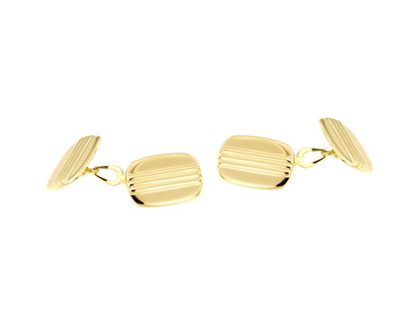 COPPIA GEMELLI ORO GIALLO 750/1000 RETTANGOLARI RIGATI - 