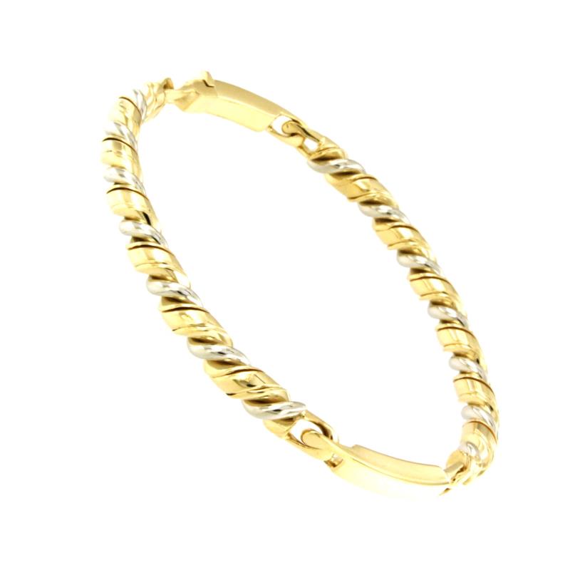 BRACCIALE DUE ORI 750/1000 RIGIDO CON TARGHETTA - 