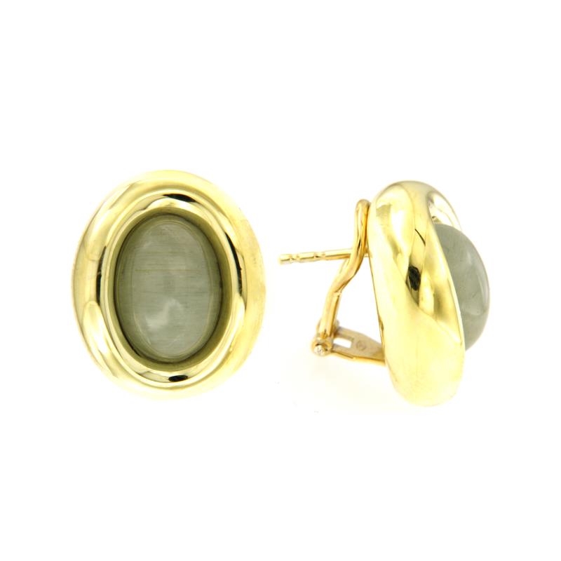 COPPIA ORECCHINI ORO GIALLO 750/1000 A CLIPS CON ACQUAMARINA MILKY - 