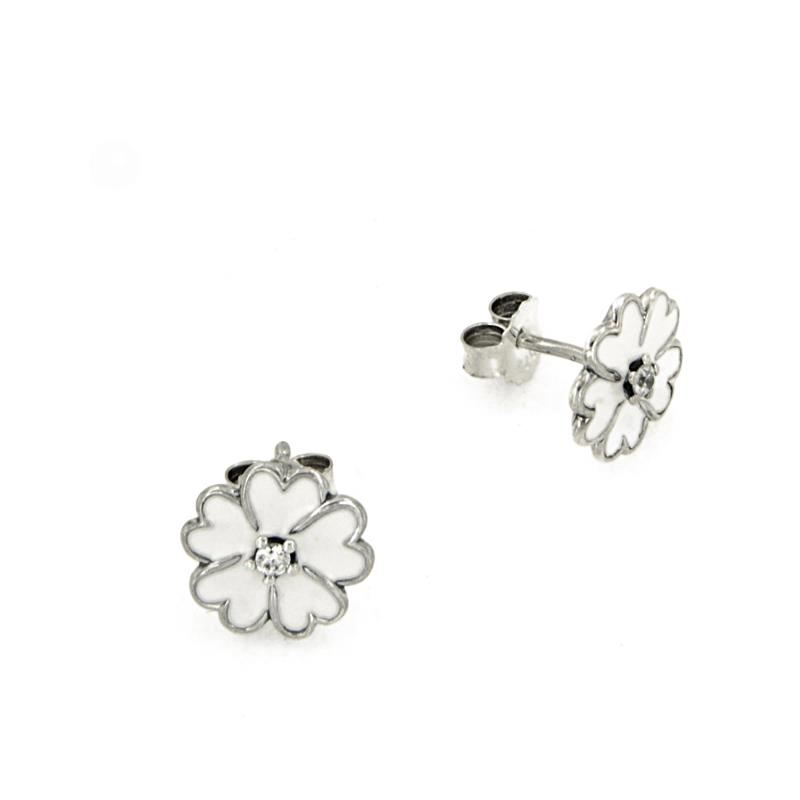 PANDORA - COPPIA ORECCHINI - ARGENTO 925/1000 - MOD. PRIMULE BIANCHE - PANDORA