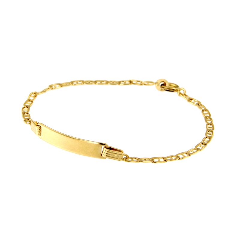 BRACCIALE ORO GIALLO 750/1000 MAGLIA GRUMETTA CON TRAVERSINO E TARGHETTA - CM 16 - 