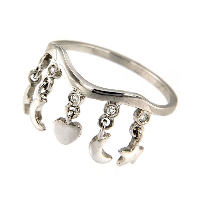 DINI - ANELLO ORO BIANCO CON DIAMANTI E CHARMS - DINI