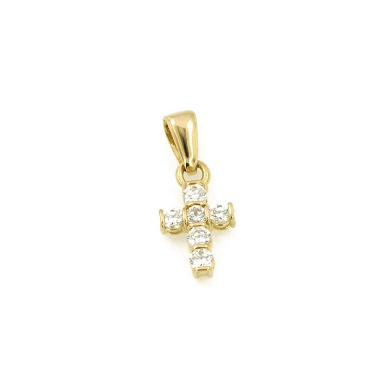 CIONDOLO ORO GIALLO 750/1000 CROCE CON ZIRCONIE - 
