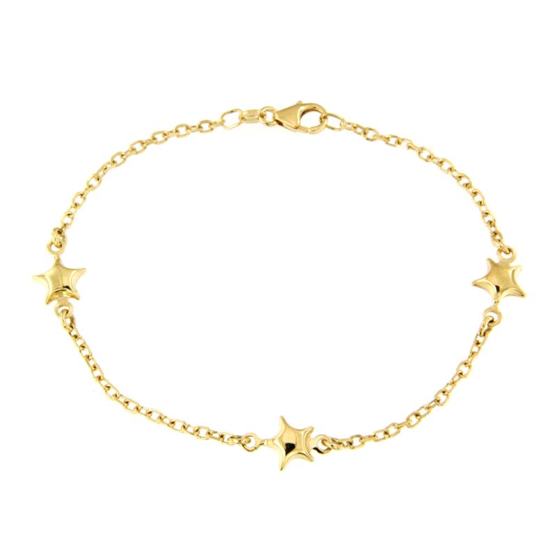 BRACCIALE ORO GIALLO 750/1000 MAGLIA ROL&Ograve; CON STELLE - CM 18 - 