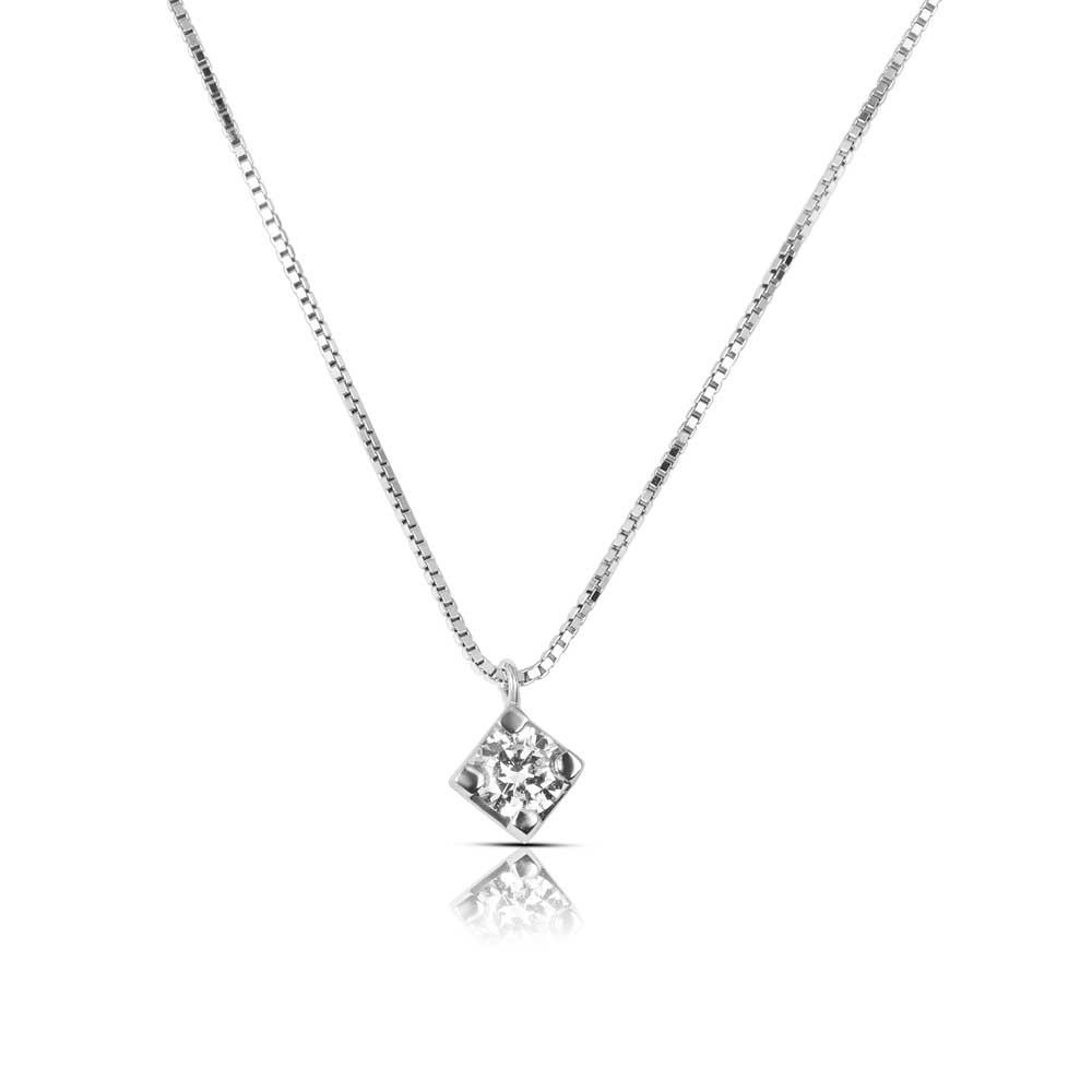 CLAIRE - COLLANA IN ORO BIANCO CON DIAMANTE 0.30 CT  - LAURENZA GIOIELLI