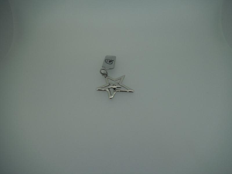 CIONDOLO ORO BIANCO 750/1000 STELLA CON DIAMANTE DA 0,04 CT. - 