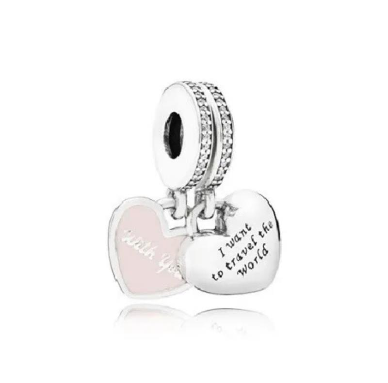 PANDORA - CHARM - ARGENTO 925/1000 - PENDENTE MOD. CUORE TRAVEL WITH YOU - PANDORA